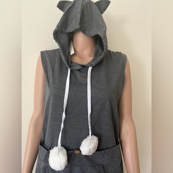 Brand new mewgaroo pet holder cat eared pouch sweatshirt hoodie top grey small - Picture 4 of 7